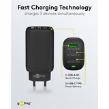 goobay USB-C PD GaN Multiport snellader (65 W) Zwart, 2x USB-C, 1x USB-A, Power Delivery, QuickCharge