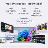 ASUS Vivobook S16 S3607QA-SH042W 16"  Copilot+ laptop Grijs | Qualcomm Snapdragon X X1-26-100 | Qualcomm Adreno GPU | 16 GB | 512 GB SSD