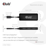 Club 3D USB-C naar 3x DisplayPort hub Zwart