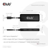 Club 3D USB-C naar Triple DisplayPort MST Hub Zwart, 4K60Hz