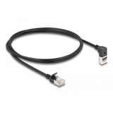 DeLOCK RJ45 Network Cable Cat.6A S/FTP Slim 90° upwards angled / straight 1 m kabel Zwart