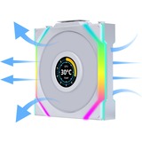 Lian Li UNI FAN SL120 LCD Wireless case fan Wit, 3 stuks, 4-pin PWM fan-connector