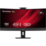 ViewSonic VG3457CV Curved Video Conferencing Docking Monitor 34" UltraWide Zwart, 1x DisplayPort, 2x HDMI, 2x USB-C, 4x USB-A, 1x RJ-45