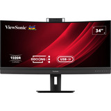 ViewSonic VG3457CV Curved Video Conferencing Docking Monitor 34" UltraWide  Zwart, 2x HDMI, 1x DisplayPort, USB-C, USB-A, LAN, 100 Hz, 1500R