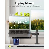 goobay Laptophouder voor monitorarm,10 tot 15,6 inch standaard Zwart