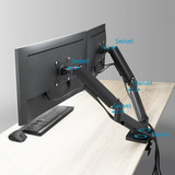 ACT Connectivity Monitorarm met gasveer, 2 monitoren tot 35 inch Zwart, ACT Essentials, Kantelen, Roteren, Zwenken