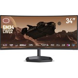 Cooler Master GM34-CWQ2 34" Curved UltraWide gaming monitor Zwart, 2x HDMI | 1x DisplayPort | USB-C | DisplayHDR 400 | 180 Hz