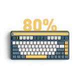 Iqunix A80 Explorer Wireless Mechanical Keyboard, gaming toetsenbord Donkerblauw/donkergeel, US lay-out, Gateron Brown, RGB leds, 80% (TKL), Hot-swappable, PBT, 2.4GHz | Bluetooth 5.1 | USB-C