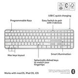 Logitech MX Keys S for Mac, toetsenbord Lichtgrijs, US-International, Bluetooth Low Energy