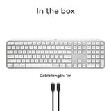 Logitech MX Keys S for Mac toetsenbord Lichtgrijs, US-International lay-out (QWERTY), 100%, Bluetooth Low Energy