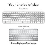 Logitech MX Keys S for Mac toetsenbord Lichtgrijs, US-International lay-out (QWERTY), 100%, Bluetooth Low Energy
