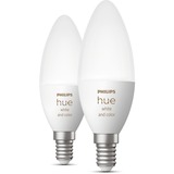 Philips Hue Losse kaarslamp E14 White & color 2-pack ledlamp 2000-6500K, Dimbaar, BT