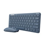 Trust Lyra Multi-Device Wireless Keyboard & Mouse desktopset Blauw, US lay-out (QWERTY), Scissor switches, 65%, 800 - 1.600 dpi, 2,4 GHz USB, Bluetooth