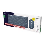 Trust Lyra Multi-Device Wireless Keyboard & Mouse desktopset Blauw, US lay-out (QWERTY), Scissor switches, 65%, 800 - 1.600 dpi, 2,4 GHz USB, Bluetooth