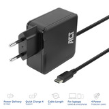 ACT Connectivity USB-C laptoplader 65W met Power Delivery-profielen, 2 meter Zwart