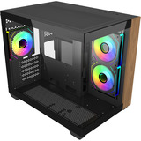 Cooler Master  midi tower behuizing Zwart/houtkleur | 2x USB-A | 1x USB-C | Window