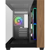 Cooler Master  midi tower behuizing Zwart/houtkleur | 2x USB-A | 1x USB-C | Window