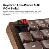 Keychron K3 Max-H3W All-Wood Special Edition RGB mechanisch toetsenbord Houtkleur, US lay-out (QWERTY), Keychron Milk POM Brown, 75%, RGB leds, 75%, Double-shot PBT, hot swap, 2.4GHz | Bluetooth 5.1 | USB-C