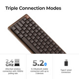 Keychron K3 Max-H3W All-Wood Special Edition, toetsenbord Houtkleur, US lay-out, Keychron Milk POM Brown, RGB leds, 75%, Double-shot PBT, hot swap, 2.4GHz | Bluetooth 5.1 | USB-C