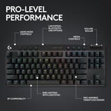 Logitech PRO X TKL RGB mechanisch gaming toetsenbord Zwart, US-International lay-out (QWERTY), GX Brown, 80% (TKL)	, RGB leds, PBT Doubleshot keycaps, 2,4 GHz | Bluetooth | USB-C