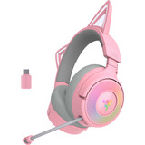 Razer Kraken Kitty V3 Pro Quartz over-ear gaming headset Roze/grijs