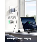 Ugreen Nexode 65W USB C GaN Oplader met 3 poorten met EU/US/UK Stekker Zilver/zwart