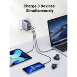 Ugreen Nexode 65W USB C GaN Oplader met 3 poorten met EU/US/UK Stekker Zilver/zwart