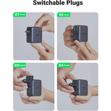 Ugreen Nexode 65W USB C GaN Oplader met 3 poorten met EU/US/UK Stekker Zilver/zwart