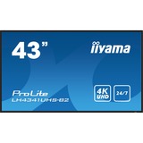 iiyama ProLite LH4341UHS-B2 42.5" 4K Ultra HD Public Display Zwart, 3x HDMI, VGA, USB-A, RJ-45