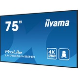 iiyama ProLite LH7565UHSB-B1 74.5" 4K Ultra HD Public Display Zwart, HDMI, DisplayPort, LAN, WiFi, Audio, USB, Android