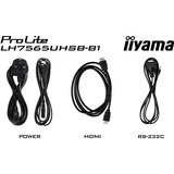 iiyama ProLite LH7565UHSB-B1 74.5" 4K Ultra HD Public Display Zwart, HDMI, DisplayPort, LAN, WiFi, Audio, USB, Android