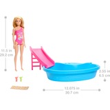 Barbie Blonde pop met zwembad en glijbaan 