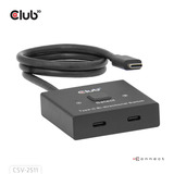 Club 3D USB-C Bi-Directional Video + Data + PD Switch usb-switch Zwart