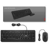 Lenovo 160 Wired Combo desktopset Zwart, US lay-out (QWERTY), 100%, USB-A, 1.600 dpi