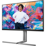 AOC U32U3CV 31.5" 4K UHD monitor Zwart/zilver, HDMI, DisplayPort, USB-hub, LAN, Audio
