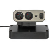 Brennenstuhl estilo Duplex stekkerdoos met schakelaar en overspanningsbeveiliging stekkerdoos Zwart/zilver, 1x USB C, 1x USB A