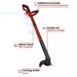 EINHELL Accu Grastrimmer GC-CT 18/2411 Li P-Solo Rood/zwart, Accu en oplader niet inbegrepen