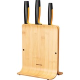 Fiskars Functional Form Bamboe messenblok met 3 messen Meerkleurig, Japans roestvrij staal | handvat met SoftGrip