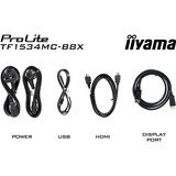 iiyama ProLite TF1534MC-B8X 15" touchscreen monitor Zwart (mat), VGA, HDMI, DisplayPort, Touch, 75Hz