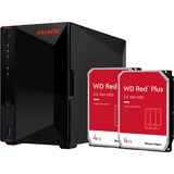 Asustor Nimbustor 2 incl. 2x WD Red Plus 4 TB harde schijf nas Zwart, LAN, USB, HDMI