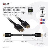 Club 3D Gecertificeerde Ultra High Speed HDMI 2.1 kabel Zwart, 1 meter, 8K