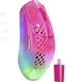 SteelSeries Aerox 3 Wireless Gen 2 MagentaHaze gaming muis Magenta/transparant, 26.000 DPI | RGB | 2,4 GHz