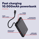 Trust Fiera Snelle powerbank, 10.000 mAh Zwart, USB-C