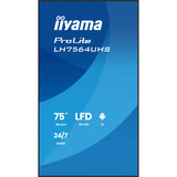 iiyama ProLite LH7564UHS-B1AG 75" 4K Ultra HD Public Display Zwart, HDMI, LAN, WiFi, Audio, USB, Android 14