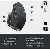 Logitech MX Master 2S Wireless Mouse - Bluetooth Edition Grafiet, 200 dpi - 4000 dpi
