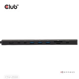 Club 3D 10-1 Portable Dock USB Type-C 10Gbps to HDMI 8K30Hz PD3.1 Max.140 Watt dockingstation Zwart, HDMI, USB-C, LAN
