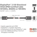 Club 3D DisplayPort 2.1 Bi-Directional VESA DP80 Certified Kabel 4K 240 Hz Zwart