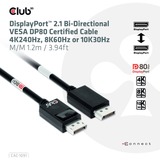 Club 3D Gecertificeerde DisplayPort 2.1 kabel Zwart, 1,2 meter, 8K