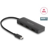 DeLOCK USB-C naar 3x HDMI Splitter MST Zwart, 0,15 meter, 4K 60Hz