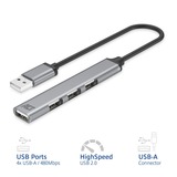 ACT Connectivity USB-A hub 2.0, 4 poorts USB-A usb-hub Aluminium